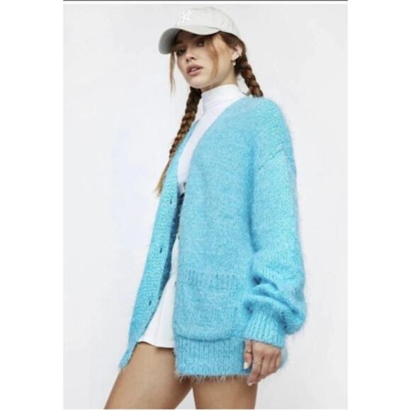 Free People Never Mind Oversized Cardigan in Blue Butterfly Size XS - Picture 5 of 8